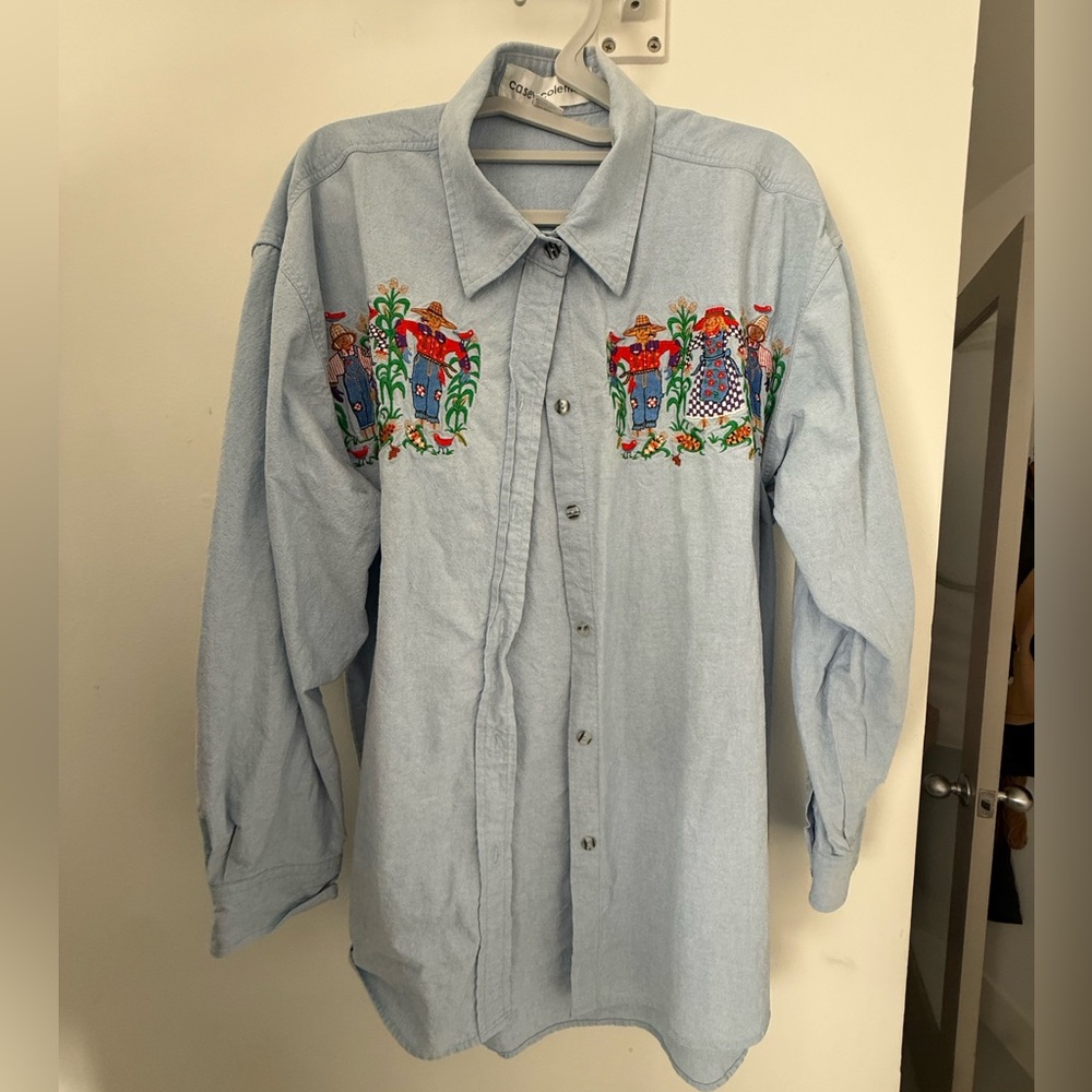 Vintage Casey Coleman Embroidered Denim Shirt